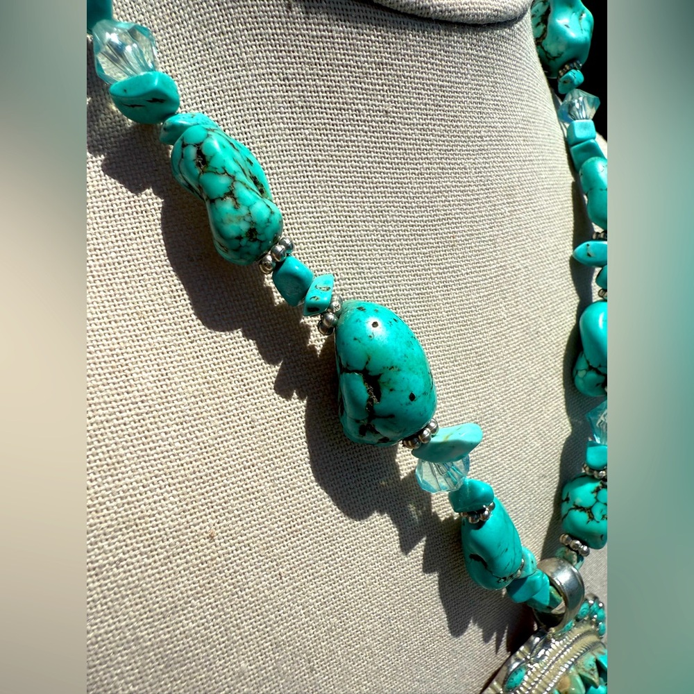 Turquoise Nuggets and Pendant Necklace - Picture 4 of 14